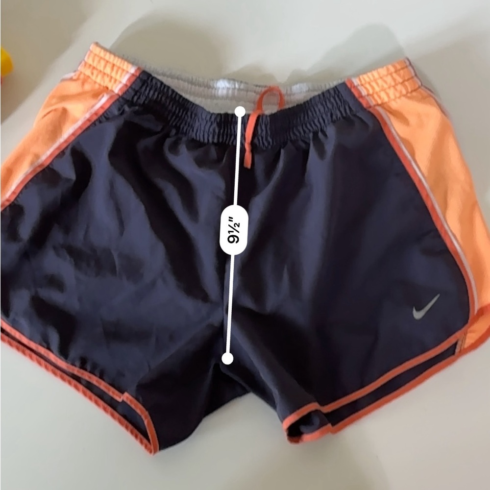 Nike Running Shorts Women Medium Black Orange Dri Fit Lightweight Lined Pockets